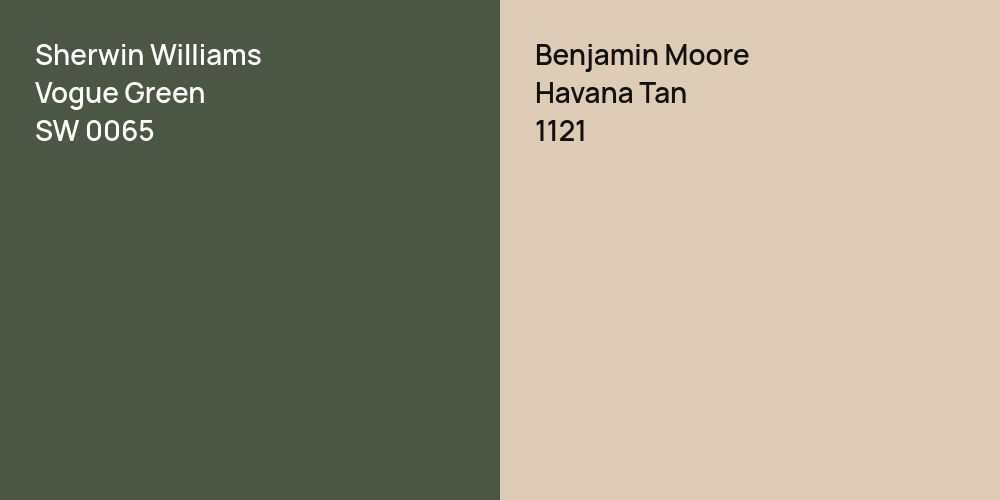 Sherwin Williams Vogue Green vs. Benjamin Moore Havana Tan