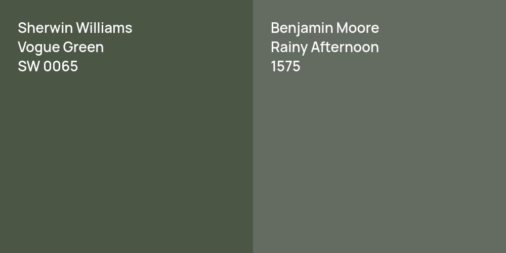 Sherwin Williams Vogue Green vs. Benjamin Moore Rainy Afternoon