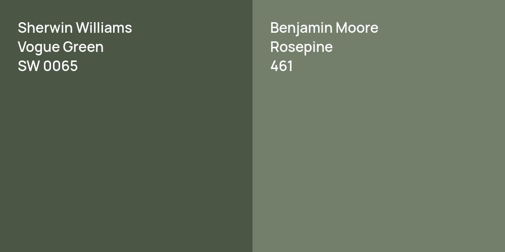 Sherwin Williams Vogue Green vs. Benjamin Moore Rosepine