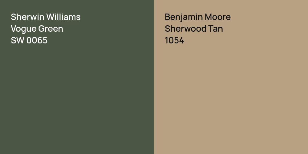 Sherwin Williams Vogue Green vs. Benjamin Moore Sherwood Tan