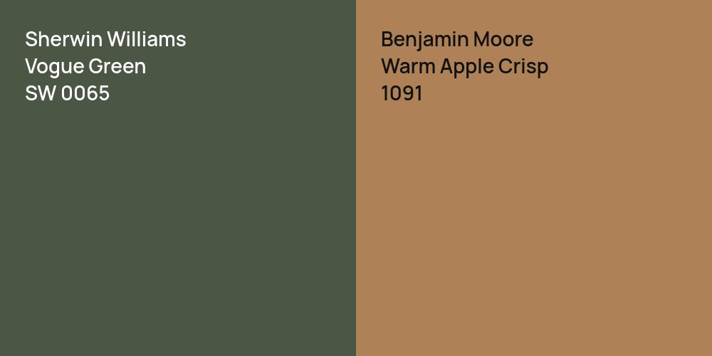 Sherwin Williams Vogue Green vs. Benjamin Moore Warm Apple Crisp