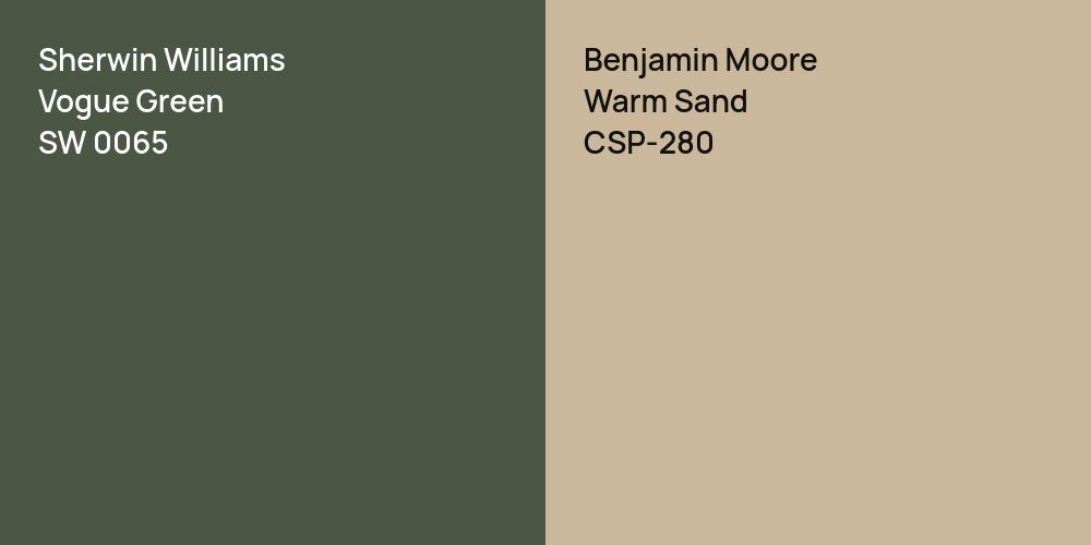 Sherwin Williams Vogue Green vs. Benjamin Moore Warm Sand