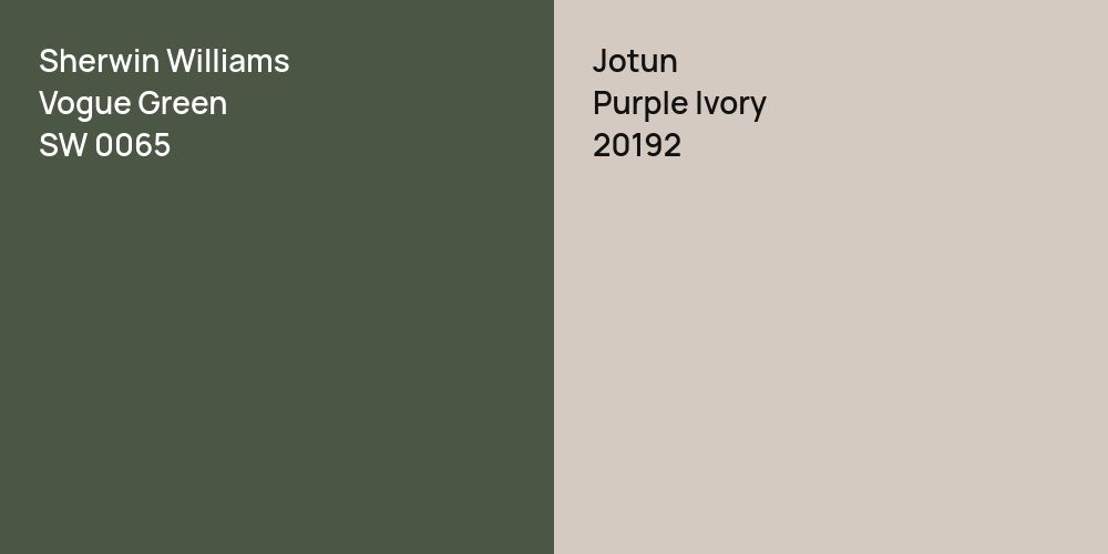 Sherwin Williams Vogue Green vs. Jotun Purple Ivory