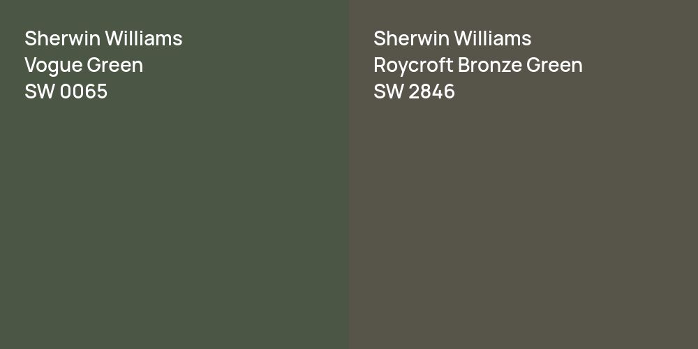 Sherwin Williams Vogue Green vs. Sherwin Williams Roycroft Bronze Green