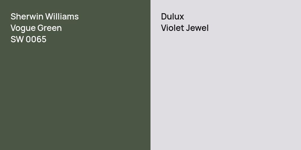 Sherwin Williams Vogue Green vs. Dulux Violet Jewel