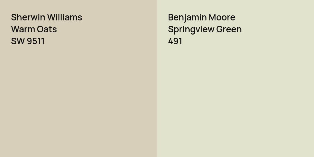 Sherwin Williams Warm Oats vs. Benjamin Moore Springview Green