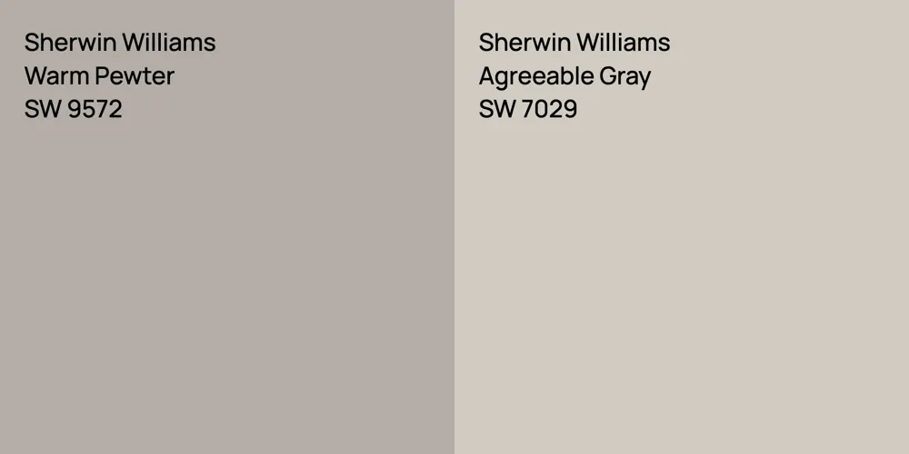 Sherwin Williams Warm Pewter vs. Sherwin Williams Agreeable Gray