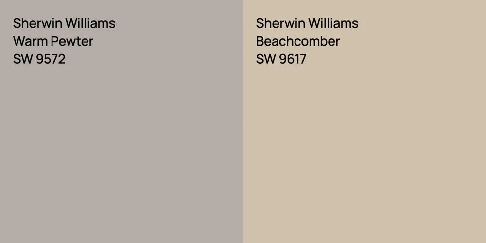 Sherwin Williams Warm Pewter vs. Sherwin Williams Beachcomber