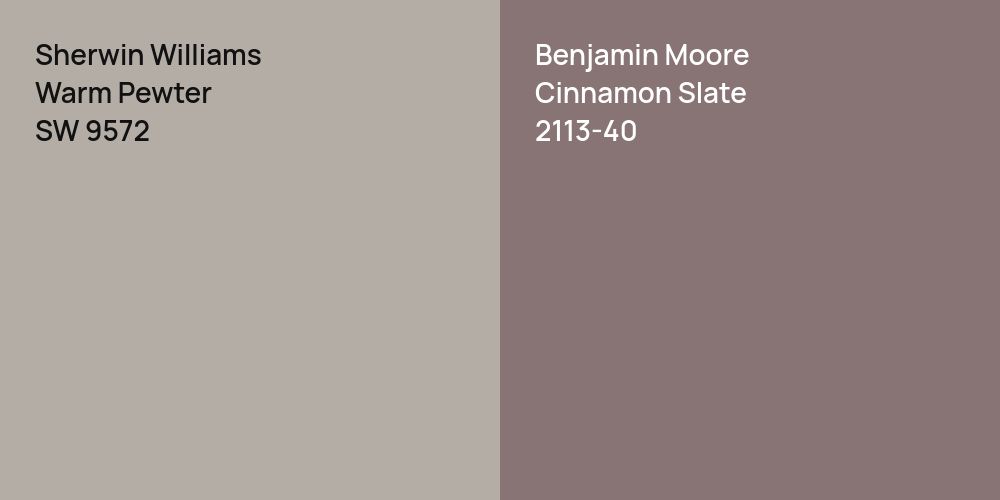 Sherwin Williams Warm Pewter vs. Benjamin Moore Cinnamon Slate