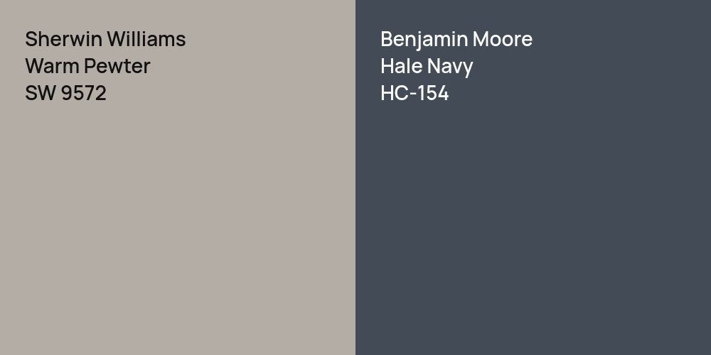 Sherwin Williams Warm Pewter vs. Benjamin Moore Hale Navy