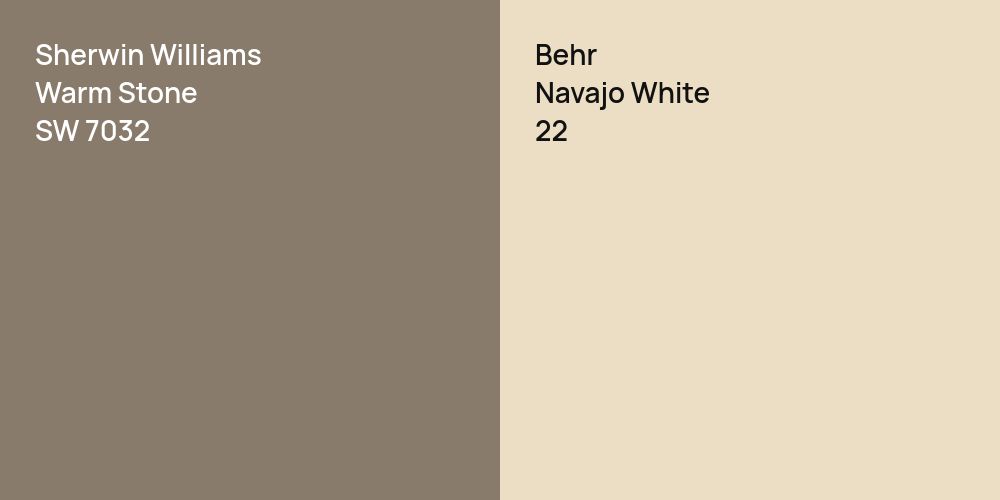 Sherwin Williams Warm Stone vs. Behr Navajo White