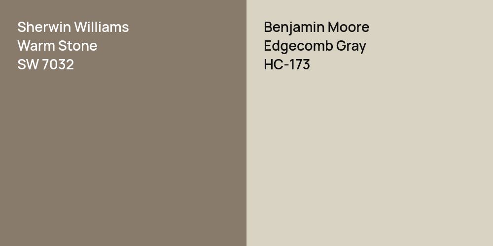 Sherwin Williams Warm Stone vs. Benjamin Moore Edgecomb Gray