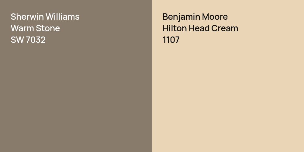 Sherwin Williams Warm Stone vs. Benjamin Moore Hilton Head Cream