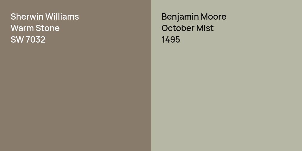 Sherwin Williams Warm Stone vs. Benjamin Moore October Mist