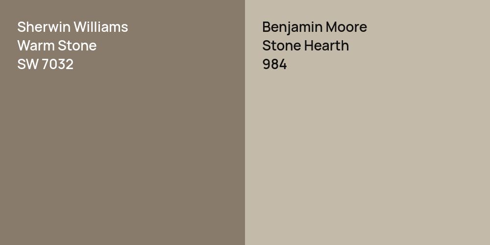 Sherwin Williams Warm Stone vs. Benjamin Moore Stone Hearth