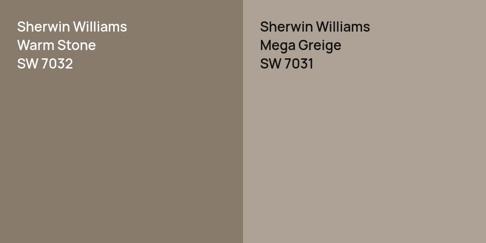 Sherwin Williams Warm Stone vs. Sherwin Williams Mega Greige