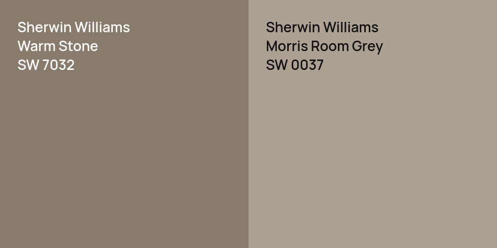 Sherwin Williams Warm Stone vs. Sherwin Williams Morris Room Grey