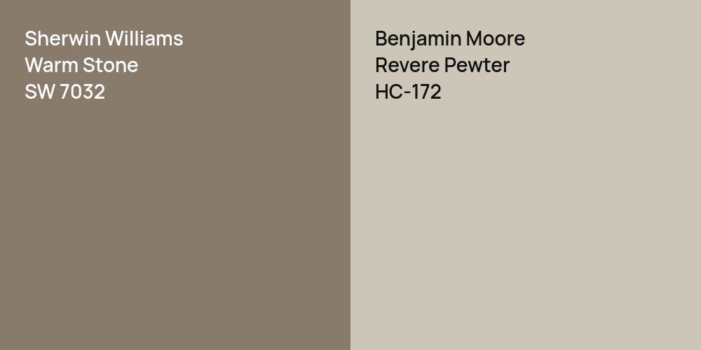 Sherwin Williams Warm Stone vs. Benjamin Moore Revere Pewter