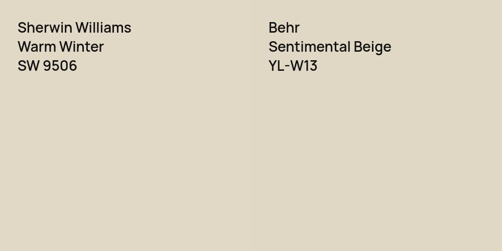 Sherwin Williams Warm Winter vs. Behr Sentimental Beige