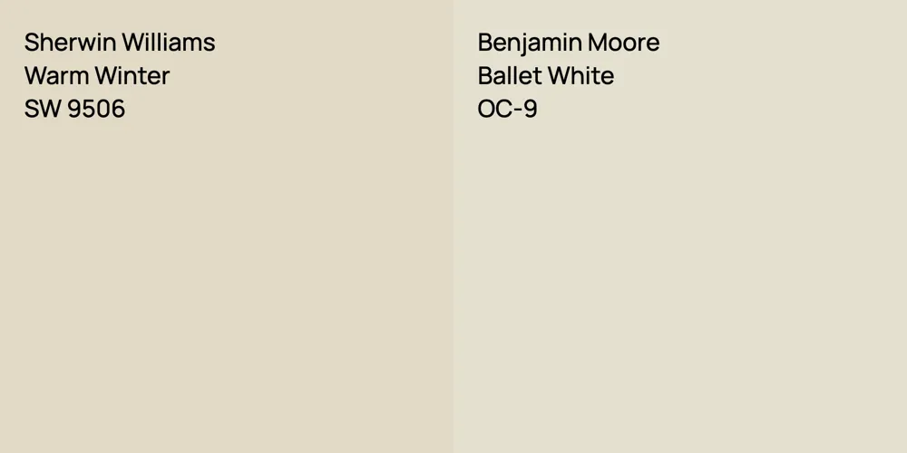 Sherwin Williams Warm Winter vs. Benjamin Moore Ballet White