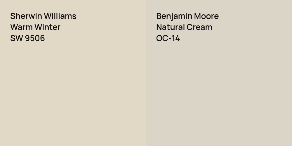 Sherwin Williams Warm Winter vs. Benjamin Moore Natural Cream