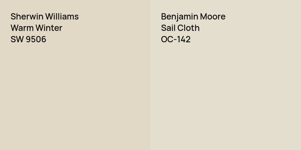 Sherwin Williams Warm Winter vs. Benjamin Moore Sail Cloth