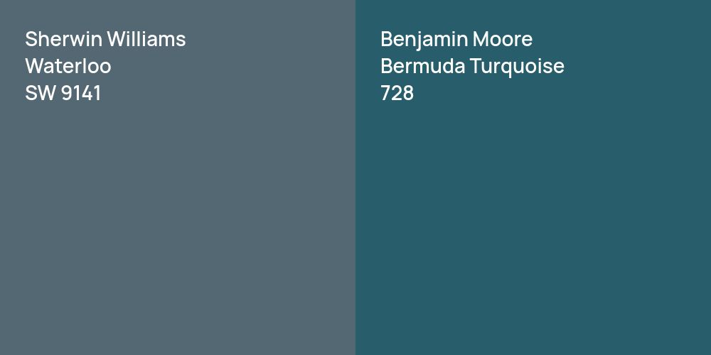 Sherwin Williams Waterloo vs. Benjamin Moore Bermuda Turquoise