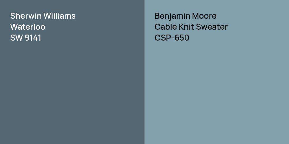 Sherwin Williams Waterloo vs. Benjamin Moore Cable Knit Sweater