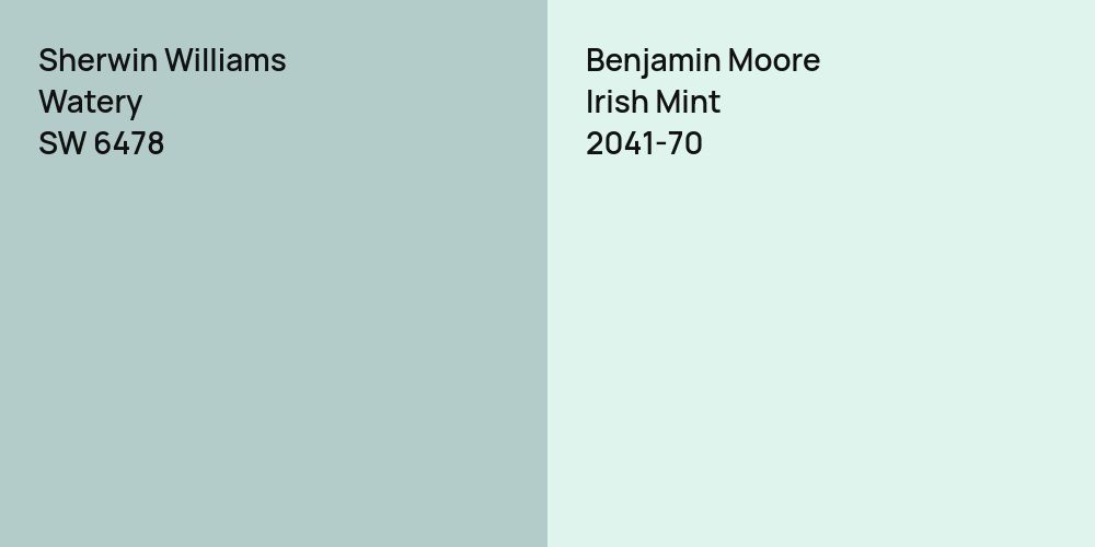 Sherwin Williams Watery vs. Benjamin Moore Irish Mint