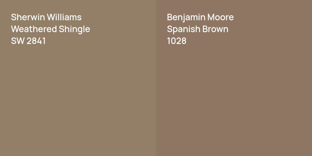 Sherwin Williams Weathered Shingle vs. Benjamin Moore Spanish Brown