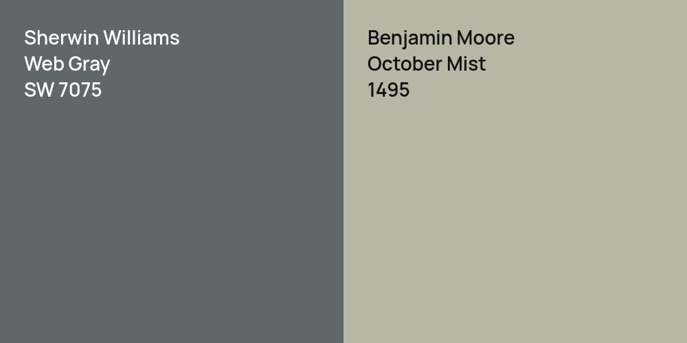 Sherwin Williams Web Gray vs. Benjamin Moore October Mist