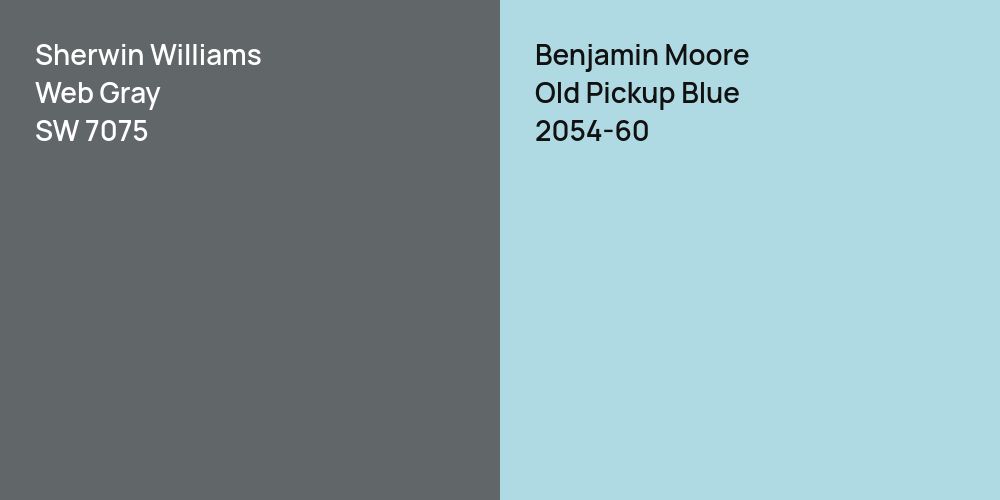 Sherwin Williams Web Gray vs. Benjamin Moore Old Pickup Blue