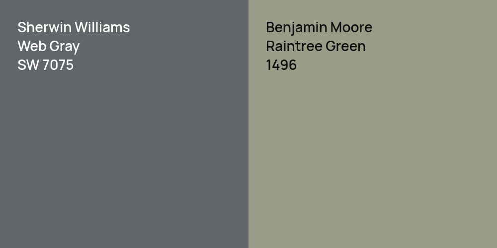 Sherwin Williams Web Gray vs. Benjamin Moore Raintree Green