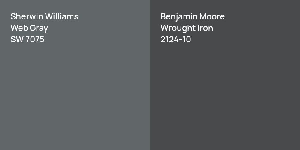 Sherwin Williams Web Gray vs. Benjamin Moore Wrought Iron