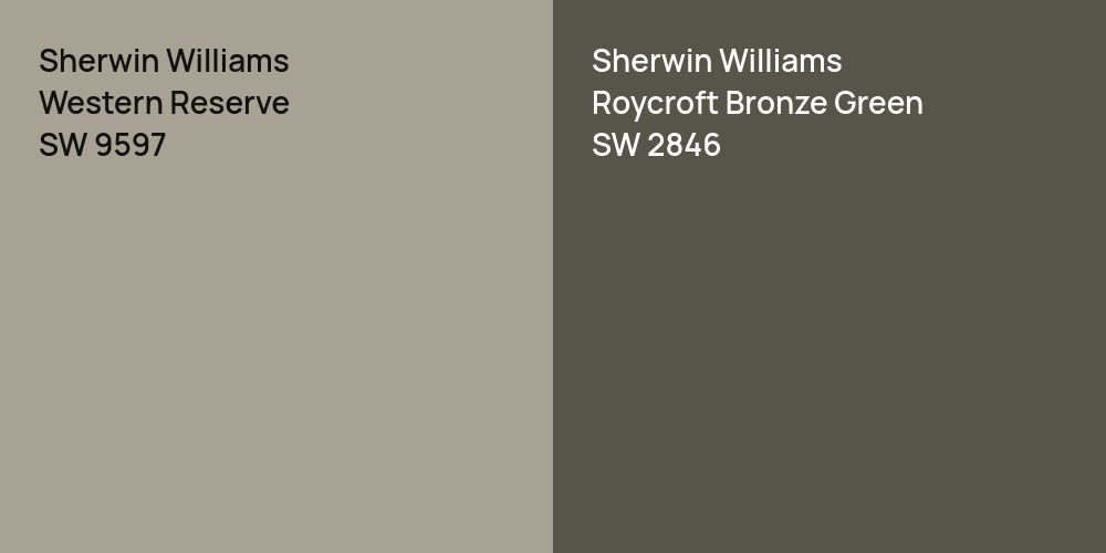 Sherwin Williams Western Reserve vs. Sherwin Williams Roycroft Bronze Green