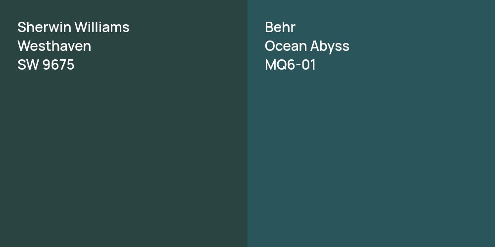 Sherwin Williams Westhaven vs. Behr Ocean Abyss