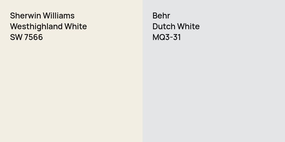 Sherwin Williams Westhighland White vs. Behr Dutch White