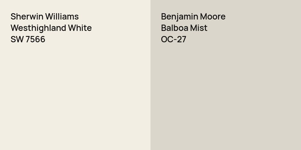 Sherwin Williams Westhighland White vs. Benjamin Moore Balboa Mist