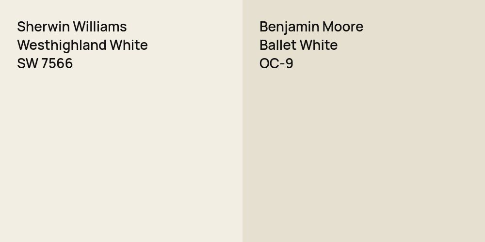 Sherwin Williams Westhighland White vs. Benjamin Moore Ballet White