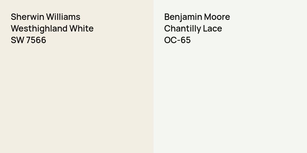 Sherwin Williams Westhighland White vs. Benjamin Moore Chantilly Lace