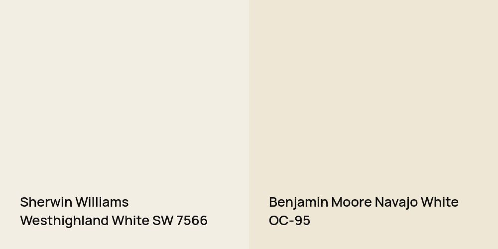 Sherwin Williams Westhighland White vs. Benjamin Moore Navajo White