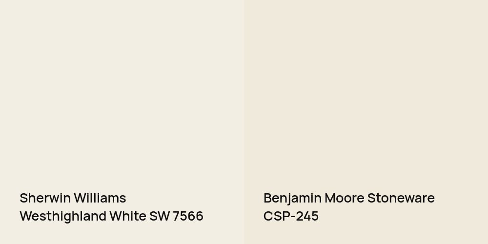 Sherwin Williams Westhighland White vs. Benjamin Moore Stoneware