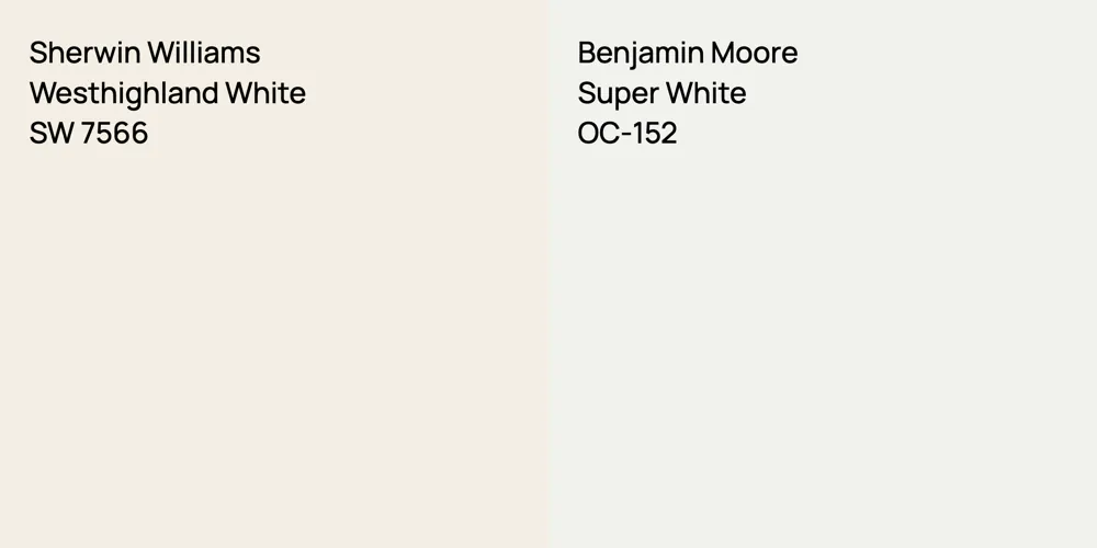 Sherwin Williams Westhighland White vs. Benjamin Moore Super White