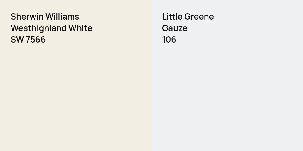 Sherwin Williams Westhighland White vs. Little Greene Gauze