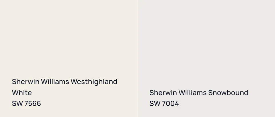 Sherwin Williams Westhighland White SW 7566 vs Sherwin Williams Snowbound SW 7004