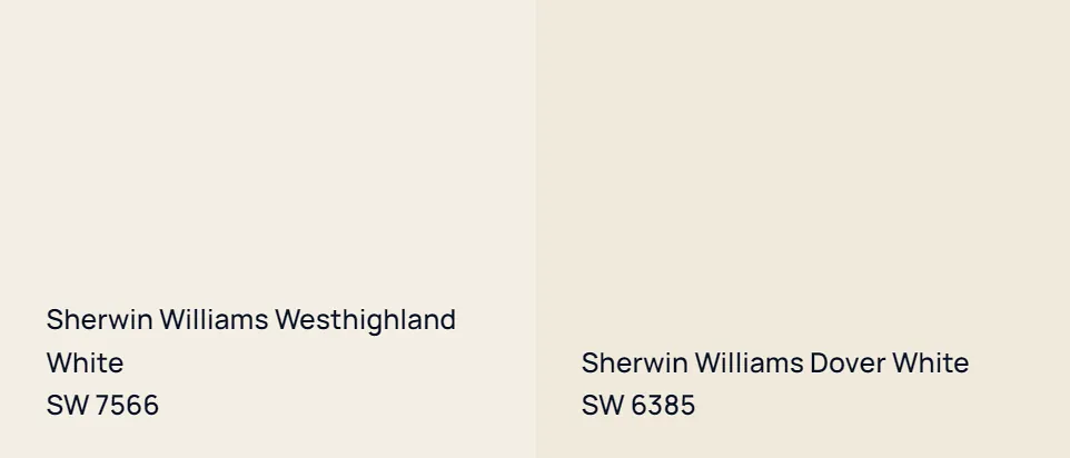Sherwin Williams Westhighland White SW 7566 vs Sherwin Williams Dover White SW 6385