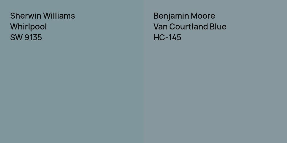 Sherwin Williams Whirlpool vs. Benjamin Moore Van Courtland Blue