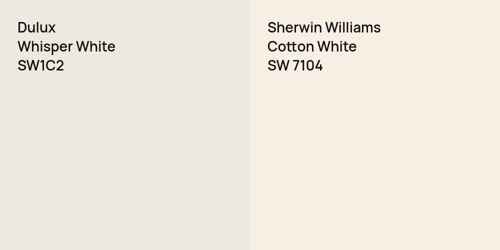 Dulux Whisper White vs. Sherwin Williams Cotton White