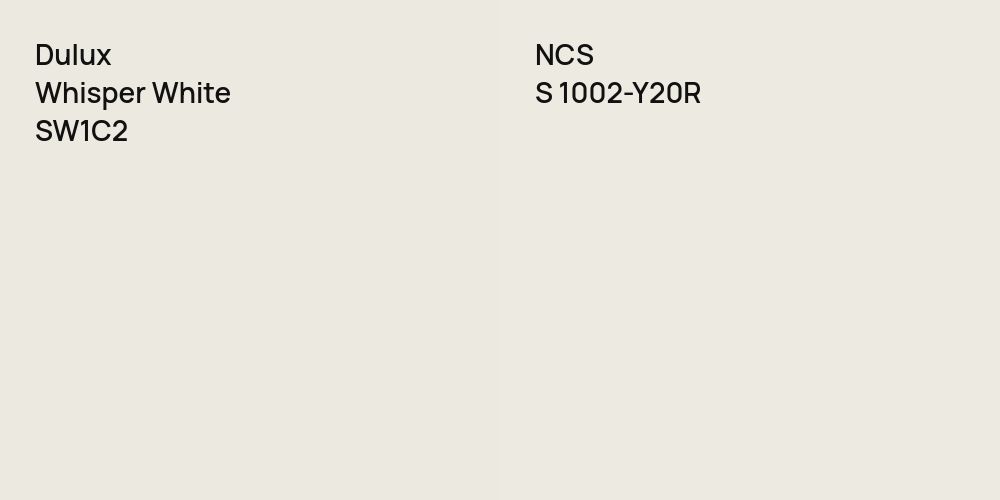 Dulux Whisper White vs. NCS S 1002-Y20R