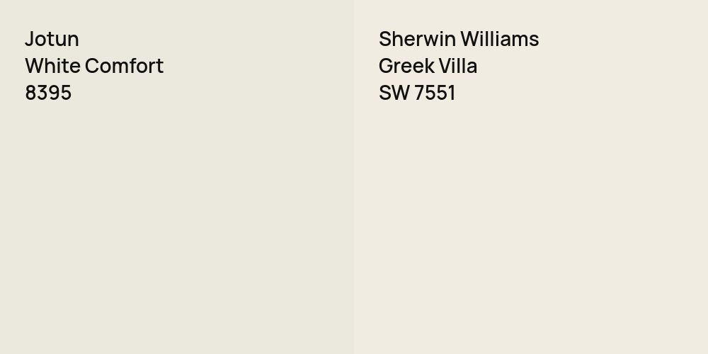 Jotun White Comfort vs. Sherwin Williams Greek Villa